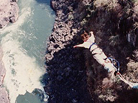 Photo of a me bungy-jumping in Zimbabwe