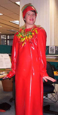 Photo of me dressed as a red chilli pepper