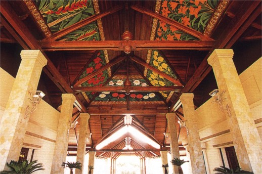 Painted ceiling mural at Nirwana Bali Golfclub