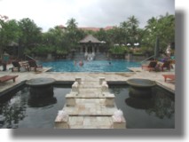 Day view of stepping stones leading away from Pool Grill