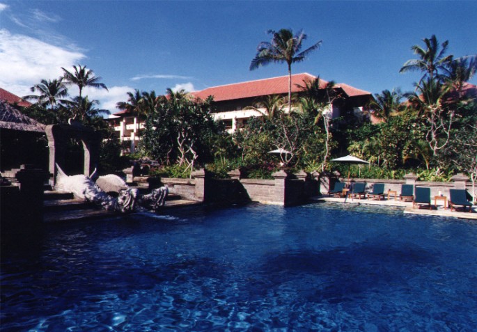 Views over Pool Lagoon of Le Meridien Hotel, Bali