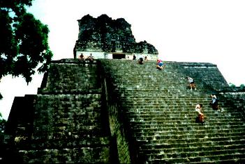Steep climb of the pyramids