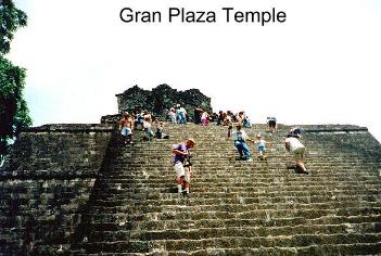 Close-up view of Temple of the Masks pyramid