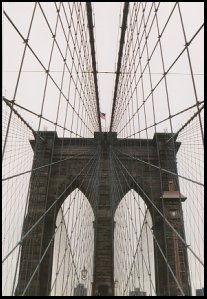 Fisheye view on the Brooklyn bridge