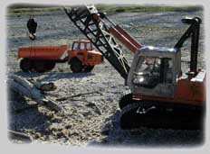 crane and dumper