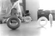 Spinning rings on the living room table.