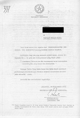 A Letter from President Soeharto