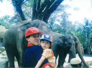 With elephant at KL Zoo - 7 Nov. 1999