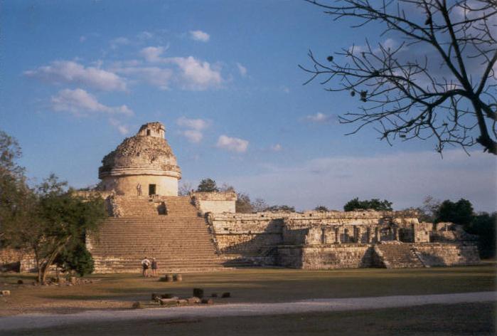 The observatory, or el caracol, at Chichen Itza, on its platform foundation/base.