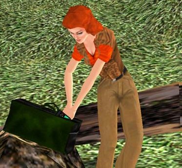 Madeline Buthane searching through her bag