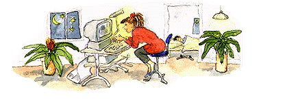 girl working by comp