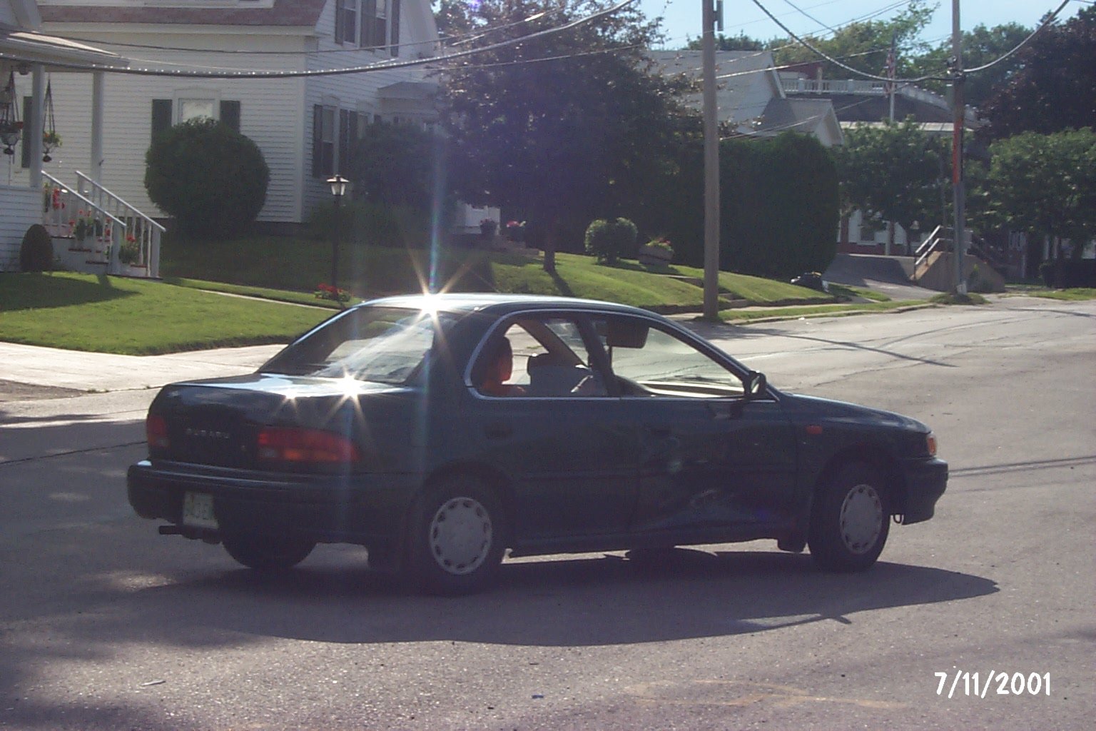 Nick and his dented-up car going to get a drink
