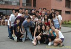 Here's a bunch of us outside the dorm looking all nice for the camera =).