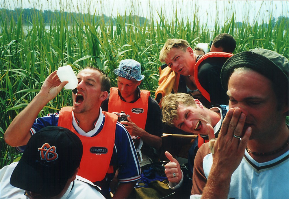 Me and the boys canoe in Vsters, 2000