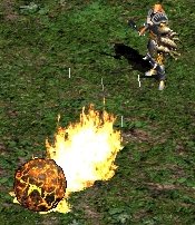 Roll flaming death towards your foes