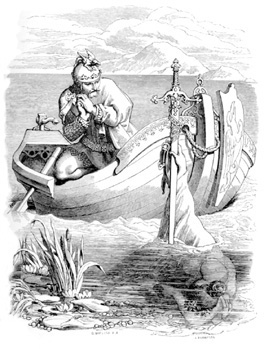 The Lady of the Lake gives Arhthur Excalibur