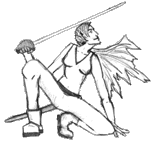 Kerowyn in a battle crouch