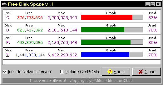 Free Disk Space Screen Shot