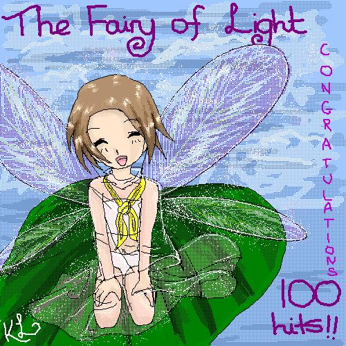 SQUEE!!!  *runtackleglomps Kath*  A 100 hit congratulations gift from Koani/Kath, Fan Art goddess!  This was from when my site was actually called The Fairy of Light, but thats ok, cuz thats what I am anyways ^_~  Thank you sooooo much!