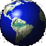Earth: (white textured land/dark blue water)