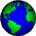 Earth: (light green land/dark blue water)