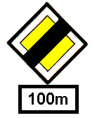 Ftvonal vge tbla kb. 100 mterre - Indicator "Sfrit de drum cu prioritate" la cca. 100 m