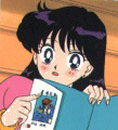 Caricature of Rei reading a book