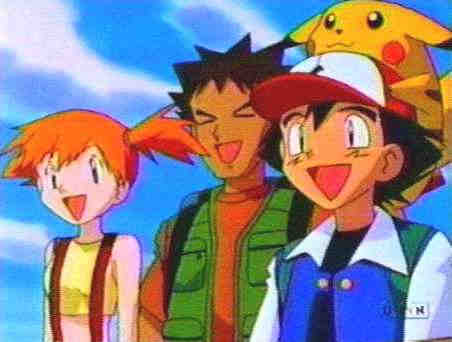 Brock, Misty, Ash, and Pikachu
