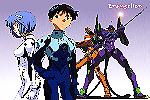 Rei and Shinji, with the Evas