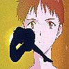 With Misato's silhouette