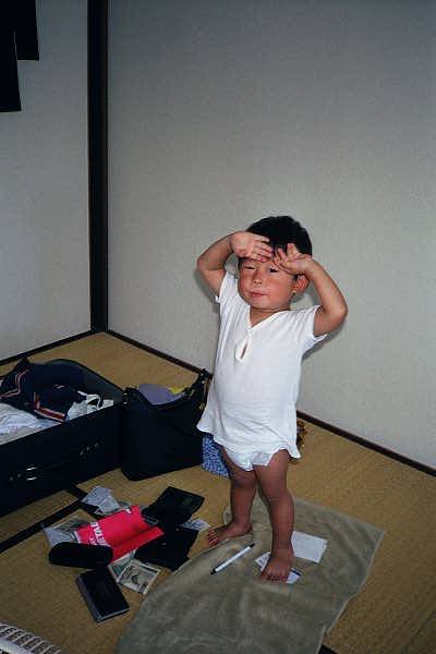 Yuto posing by the mess he made.