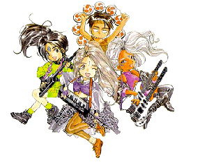 31 kb Los personajes de Oh My Goddess , Skuld , Belldandy , Urd y Keiichi