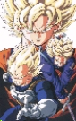 Excelente imagen de Gok, Vegeta y Trunks en SSJs