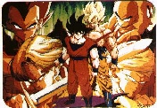 Gok normal y SSJ con los dems Z- Warriors al fondo