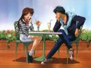 Tamahome and Miaka in real life clothes, Tamahome looking TOO intently at Miaka JPEG 58KB