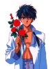 Famous pic of Tamahome with a bunch of roses JPEG 13KB