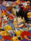 Nuevamente Gok, Trunks y Pan, sta vez sobre el dragn de las esferas de las estrellas negras