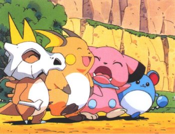 Cubone, Raichu, Buru, and Pikablu