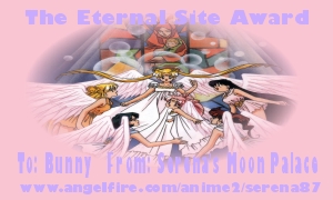 This is bunny's first award in 2002... this is from Elly's site..Serena's Moon Palace!!!!!! Thank you babe! :)