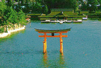 A View on Itsukushima Shrine and Otorii