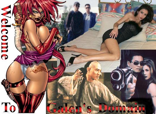 left to right clockwise: Red Monika from comic book -Battle Chasers-, My cuz and i, hot model and love interest q<=) -Linda O' Neil-, -Chow Yun Fat and Mira Sorvino-, -Jet Li in OUATIC gear-