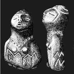 the M line on a neolithic statuette