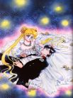 Mamoru laying in Usagi's lap. Pretty Dress Odango!