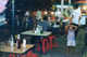 Sidewalk Restaurant with Boy