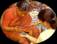 Applying Henna on the hands