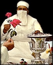 Parsi priests blessing the food
