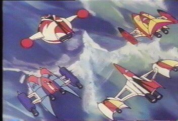 The Grendizer team: Grendizer, Double spizer, Marine spizer, Drill spizer