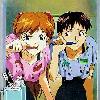 Asuka and Shinji, brushing their teeth