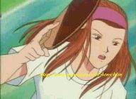 Kyoko gets ready to return a serve
