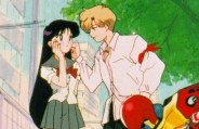 Haruka touching Rei's face